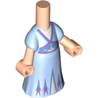 Microdoll Body Long Dress Bright Light Blue with Purple/Medium Blue Decorations, Light Nougat Hands Hellnougat