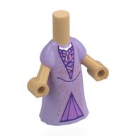Microdoll Body Long Dress Lavender with Medium Lavender Underdress print Warmes Beige