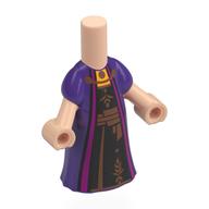 Microdoll Body Long Dress Dark Purple with Black/Magenta Dress, Brown Decorations print Light Nougat