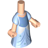 Microdoll Body Long Dress Bright Light Blue with White/Dark Azure Under Dress, Light Nougat Hands Hellnougat