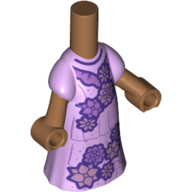 Microdoll Body Long Dress Lavender with Dark Purple Flowers, Medium Nougat Hands Medium Nougat