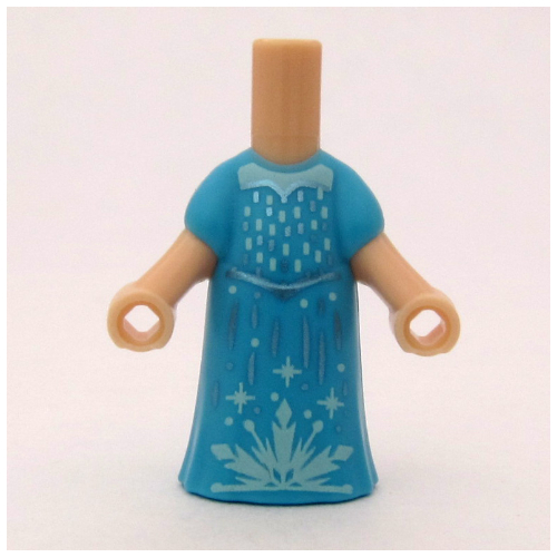 Microdoll Body Long Dress Medium Azure, White Crystals print Light Nougat
