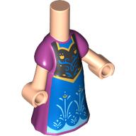 Microdoll Body Long Dress Magenta, Blue Front, Black Tunic with Decorations print Hellnougat