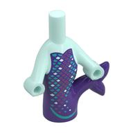 Microdoll Body Mermaid Dark Purple Tail, Dark Turquoise, Silver, Lavender Scales print Light Aqua