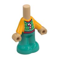 Microdoll Body Pants Dark Turquoise with Orange/Green Christmas Sweater, Candy Cane, Warm Tan Hands print Warmes Beige