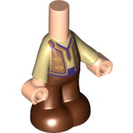 Microdoll Body Pants Reddish Brown with Tan Shirt, Dark Tan Vest, Yellow/Purple Trim, Light Nougat Hands print Light Nougat