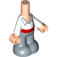 Microdoll Body Pants Sand Blue with White Shirt, Collar, Red Band/Belt, Light Nougat Hands print Hellnougat