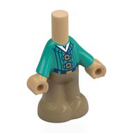 Microdoll Body Pants Dark Tan with Dark Turquoise Striped Shirt print Warmes Beige
