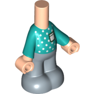 Microdoll Body Pants Sand Blue with Dark Turquoise Shirt, Light Bluish Grey Legs, Light Nougat Hands print Hellnougat