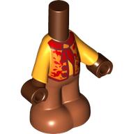 Microdoll Body Pants Dark Orange with Bright Orange Shirt, Red Tie/Scarf, Medium Nougat Legs, Reddish Brown Hands Rotbraun