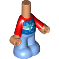 Microdoll Body Pants Medium Blue with Blue Shirt with Shark, Red Sleeves, Nougat Hands print Nougat