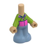 Microdoll Body Pants Sand Blue with Lime/Dark Pink Shirt print, Warm Tan Hand and Neck Warm Tan