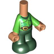 Microdoll Body Pants Dark Green with Bright Green, Reddish Brown Belt, Nougat Hands print Nougat
