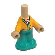 Microdoll Body Pants Dark Turquoise Legs, Bright Light Orange Jacket, Red and White Striped Undershirt Print Warm Tan
