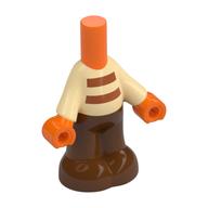 Microdoll Body Pants with Tan Shirt, Reddish Brown Stripes, Pants, Orange Hands print Orange
