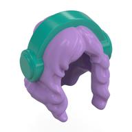 Hair Long Over Shoulders with Headphones Dark Turquoise Pattern Mittellavendel
