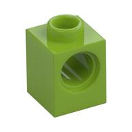 Technic Brick 1 × 1 with Pin Hole Lime