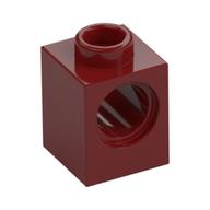 Technic Stein 1 × 1 mit Pinloch Dunkelrot