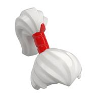 Hair Ponytail High with Red Band Pattern White