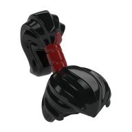 Hair Ponytail High with Dark Red Band Pattern Black