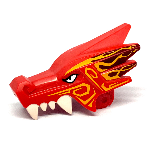 Creature Body Part, Dragon Head Upper Jaw with White Teeth, Yellow/Dark Red Markings print Red