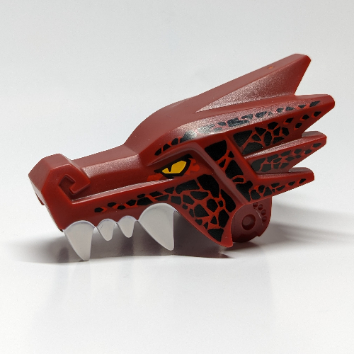 Creature Body Part, Dragon Head Upper Jaw with White Teeth, Dark Red Markings, Yellow Eyes print Dunkelrot