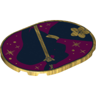 Tile Round 6 × 8 with Dark Blue Mulan Contours on Dark Pink Background print Perlgold