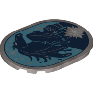 Tile Round 6 × 8 with Dark Blue Horse Contours on Medium Azure Background print Mattsilber