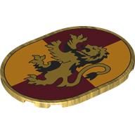 Tile Round 6 × 8 with Gryffindor Crest print in Pearl Gold