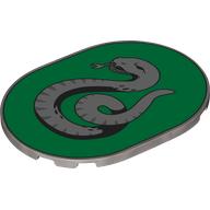 Tile Round 6 × 8 with Slytherin Crest print Flat Silver