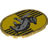 Tile Round 6 × 8 with Hufflepuff Crest print Perlgold