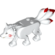 Animal, Wolf with 3 Tails with Red tips, Red Stripes on Snout Weiß