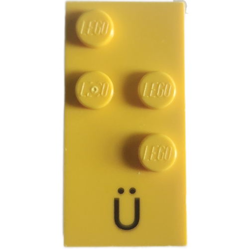 Braille Brick 2 × 4 with 4 Studs ⠳ and 'Ü' print Yellow