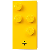 Braille Brick 2 × 4 with 4 Studs ⠳ and '÷' print Gelb