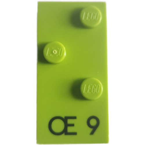 Braille Brick 2 × 4 with 3 Studs ⠪ and 'Œ 9' print Lime