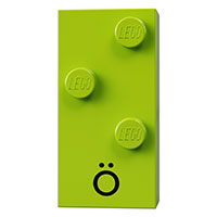 Braille Brick 2 × 4 with 3 Studs ⠪ and 'Ö' print Lime