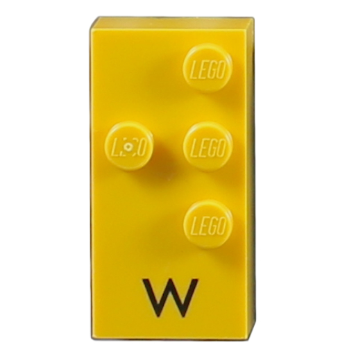 Braille Brick 2 × 4 with 4 Studs ⠺ and 'W' Print Yellow