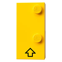 Braille Brick 2 × 4 with 2 Studs ⠨ and Black Arrow Up print Yellow
