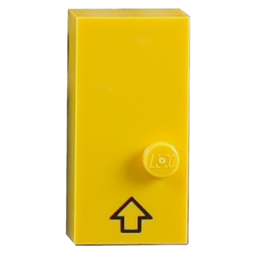 Braille Brick 2 × 4 with 1 Stud ⠠ and Up Arrow Print Yellow
