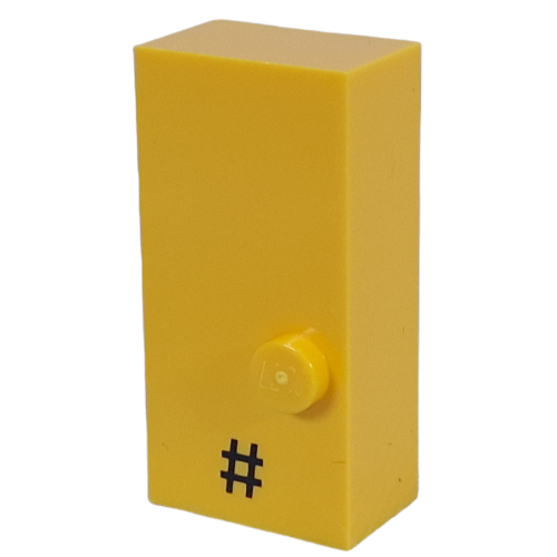 Braille Brick 2 × 4 with 1 Stud ⠠ and '#' Print Gelb
