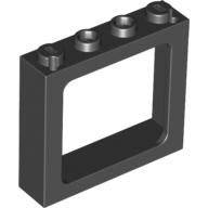 Window 1 × 4 × 3 Train with Shutter Holes and Solid Studs on Ends Black
