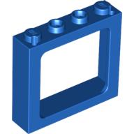 Window 1 × 4 × 3 Train with Shutter Holes and Solid Studs on Ends Blue