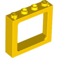 Window 1 × 4 × 3 Train with Shutter Holes and Solid Studs on Ends Yellow