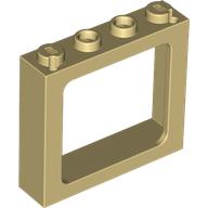 Window 1 × 4 × 3 Train with Shutter Holes and Solid Studs on Ends Beige