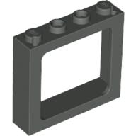 Window 1 × 4 × 3 Train with Shutter Holes and Solid Studs on Ends Dunkelgrau