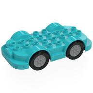 Duplo Car Base 4 × 8 with Four Black Wheels and Silver Hubs Medium Azure