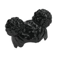 Hair Two Round Buns [Plain] Black