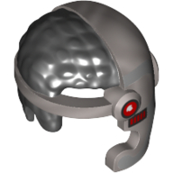 Hair and Helmet Cyborg Side Open, Red Square Eye and Red Dot Print Black