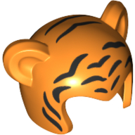 Costume / Mask, Ears with Tiger Stripes Print Orange
