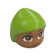 Minidoll Baby Head with Lime Cap, Brown Eyes, Smirk print Medium Nougat